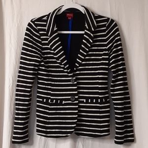 Black and White Striped Knit Blazer
